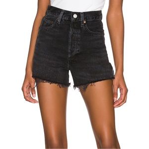 Women's AGOLDE Black Denim Shorts in Dee